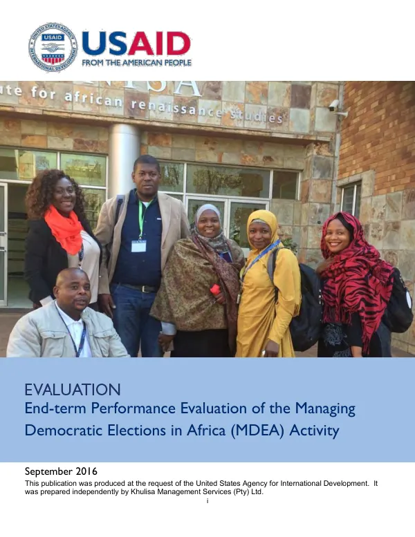 End-performance evaluation of the managing democratic elections in Africa (MDEA) activity
