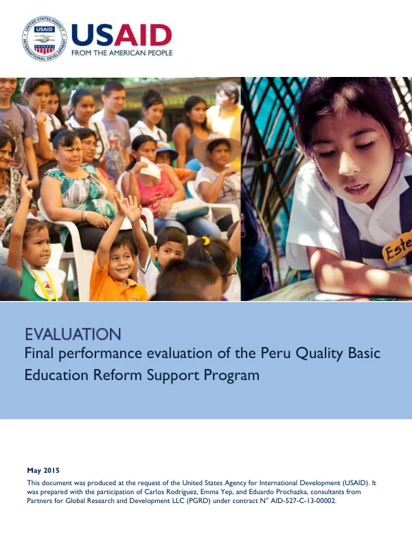 Final performance evaluation of the Peru quality basic education reform support program (SUMA)