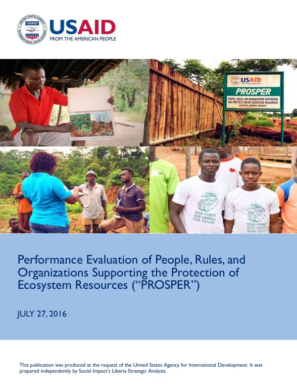 Performance evaluation of people, rules, and organizations supporting the protection of ecosystem resources (PROSPER)