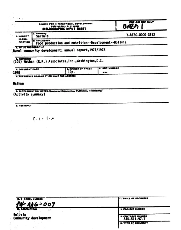 RURAL COMMUNITY DEVELOPMENT; ANNUAL REPORT, 1977/1978