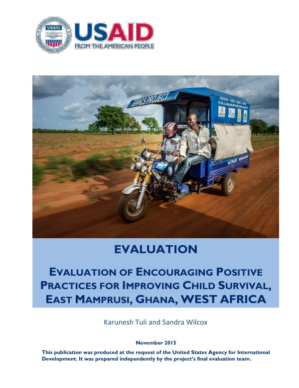 Evaluation of encouraging positive practices for improving child survival, East Mamprusi, Ghana, West Africa