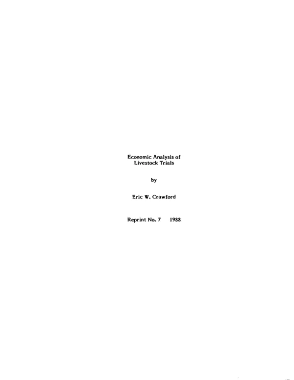Economic analysis of livestock trials