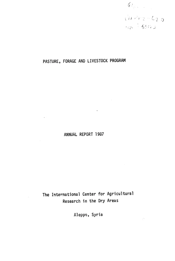 Pasture forage and livestock program : annual report 1987