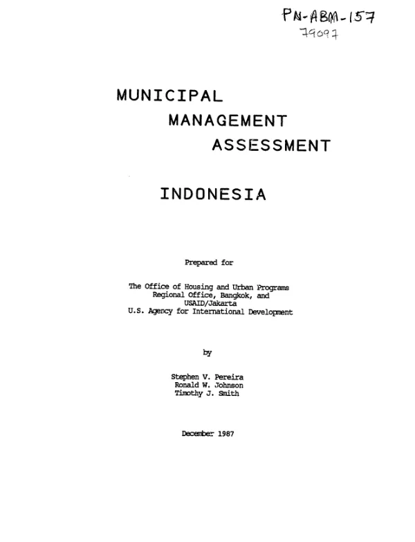Municipal management assessment : Indonesia