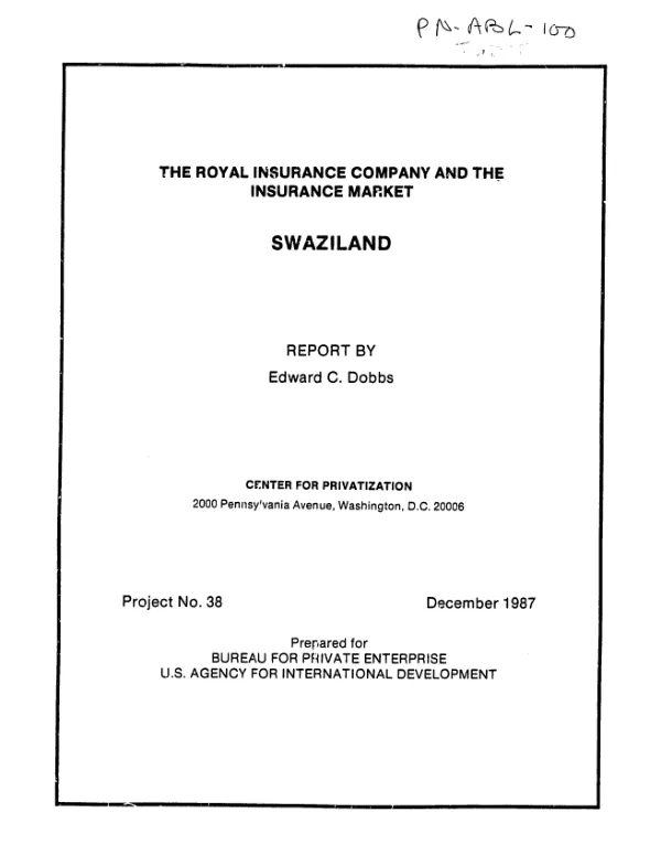 Royal Insurance Company and the insurance market : Swaziland