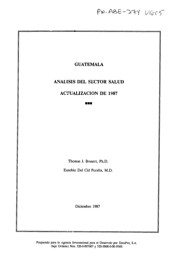 Guatemala : analisis del sector salud actualization de 1987