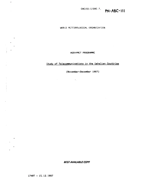 Study of telecommunications in the Sahelian countries