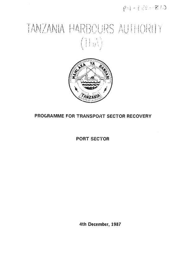 Tanzania Harbours Authority (THA) : programme for transport sector recovery -- port sector