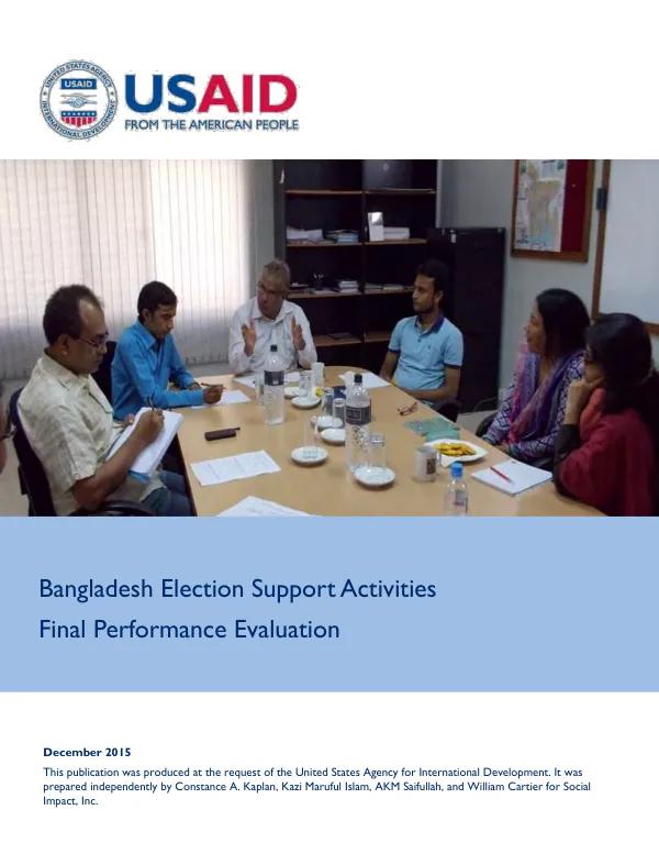 Bangladesh election support activities final performance evaluation