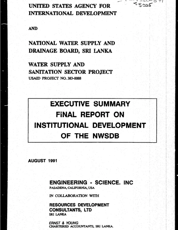 United States of America, USAID/Tunis, project completion report