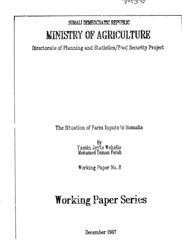 Situation of farm inputs in Somalia