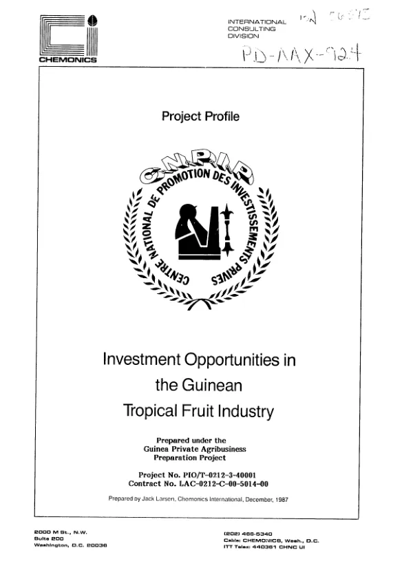 Project profile : investment opportunities in the Guinean tropical fruit industry