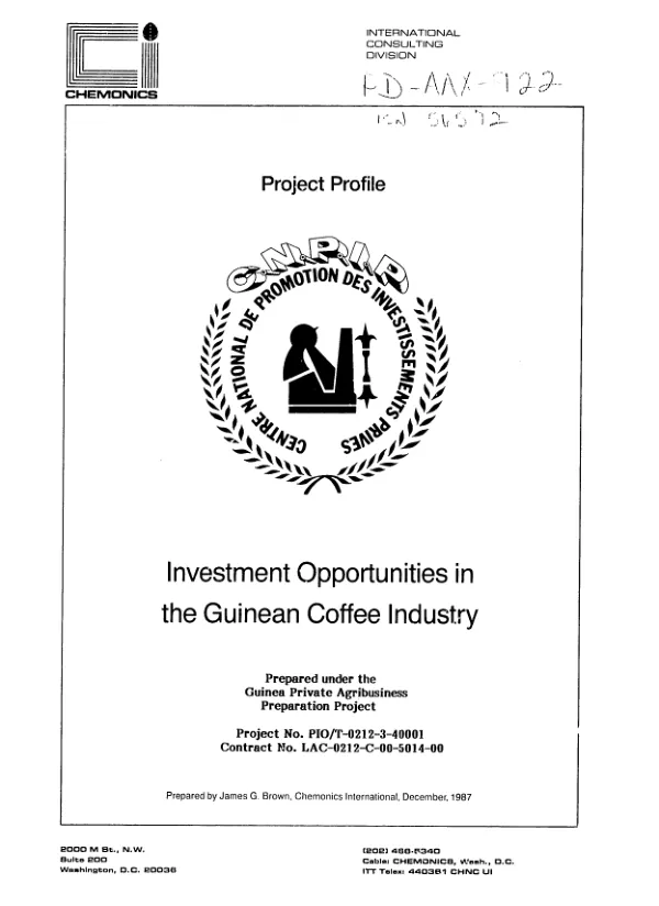 Project profile : investment opportunities in the Guinean coffee industry