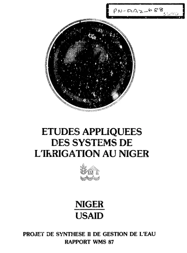 Etudes appliques des systems de l"irrigation au Niger