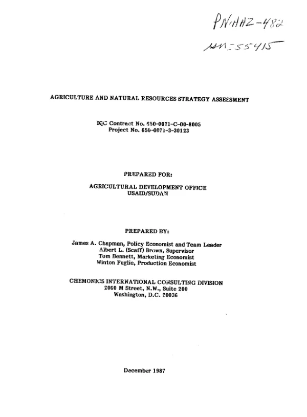 Agriculture and natural resources strategy assessment