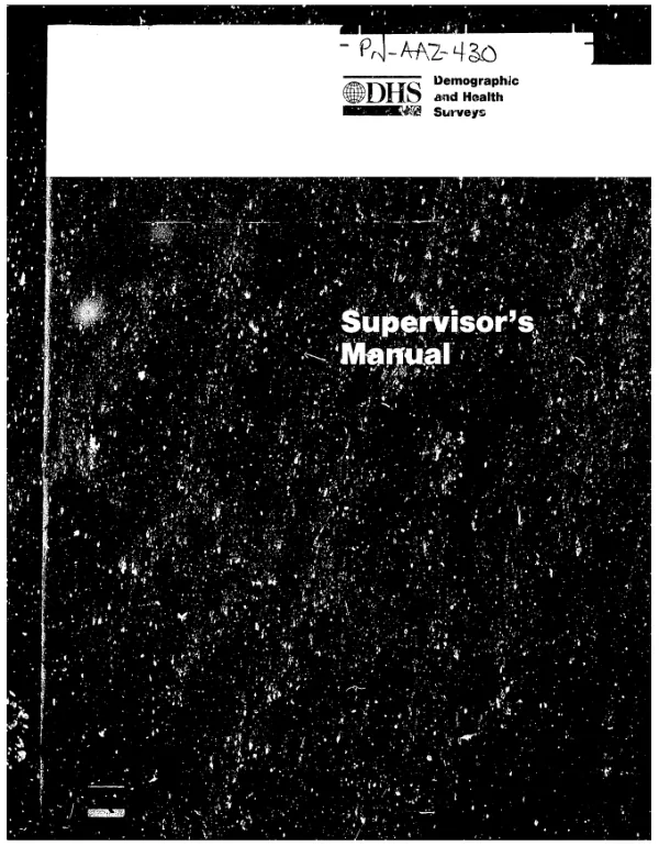 Demographic and health surveys : supervisor"s manual