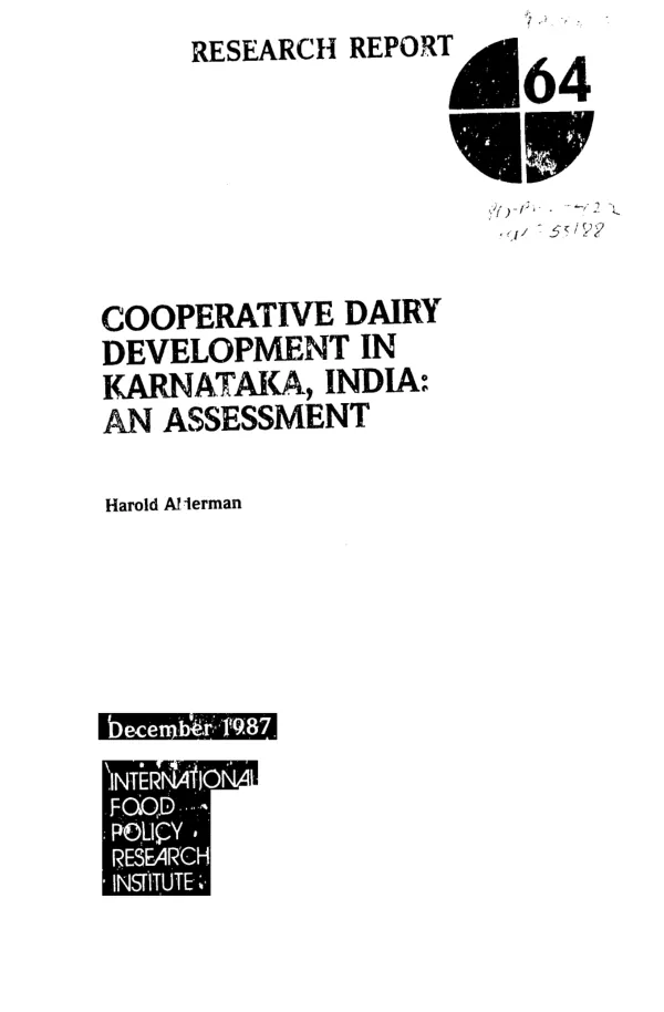 Cooperative dairy development in Karnataka, India : an assessment