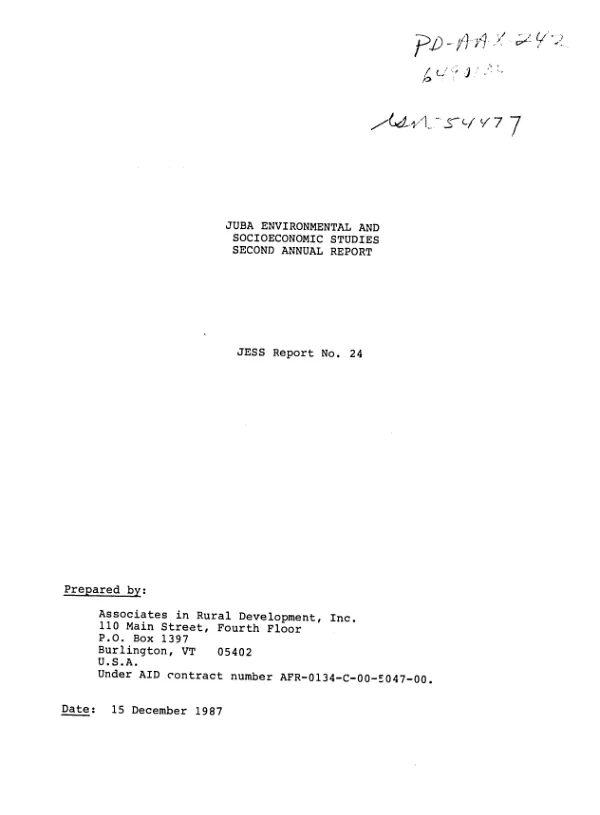 Juba environmental and socioeconomic studies second annual report