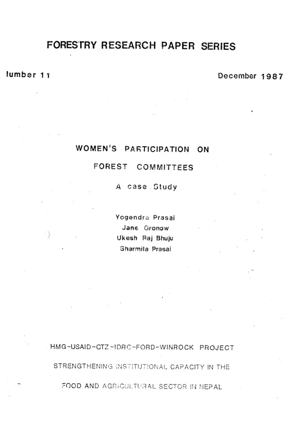 Women"s participation on forest committees : a case study