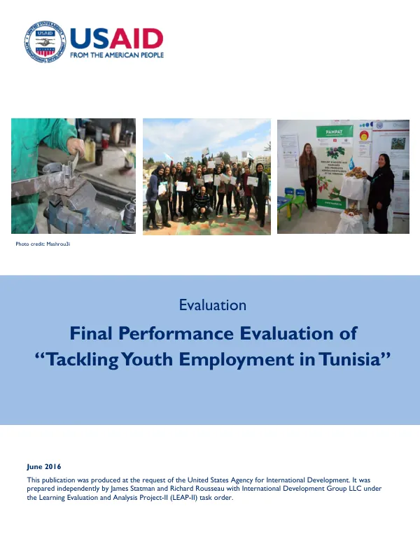 Final performance evaluation of "tackling youth employment in Tunisia"