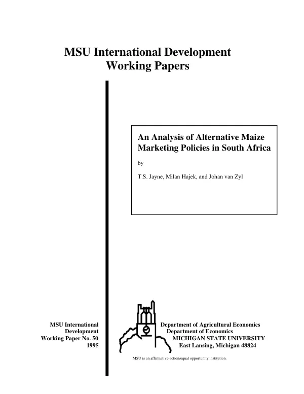 Analysis of alternative maize marketing policies in South Africa