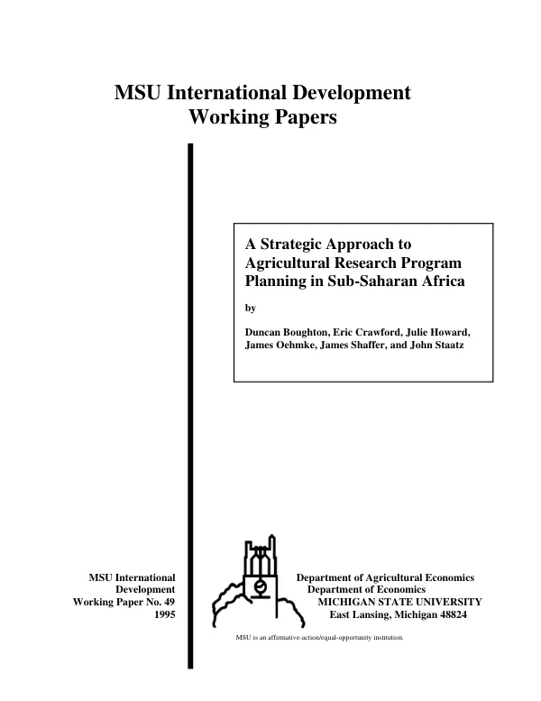 Strategic approach to agricultural research program planning in sub-Saharan Africa