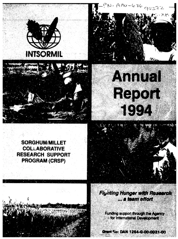 INTSORMIL annual report 1994 : fighting hunger with research -- a team effort : grain sorghum/pearl millet collaborative research support program (CRSP)