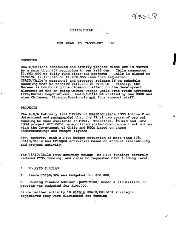 USAID/Chile : the road to close-out "96