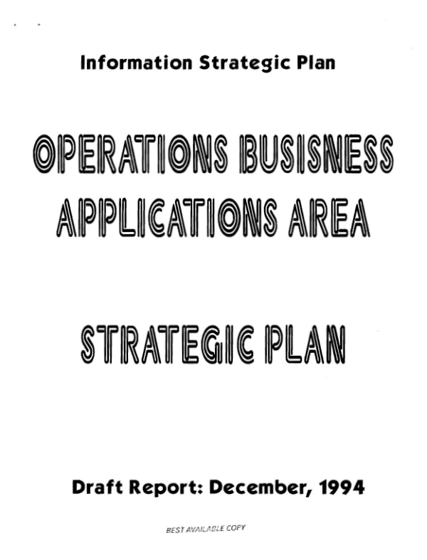 Operations business applications area strategic plan