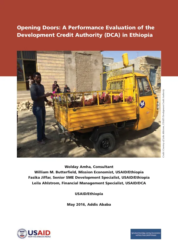 Opening doors : a performance evaluation of the development credit authority (DCA) in Ethiopia
