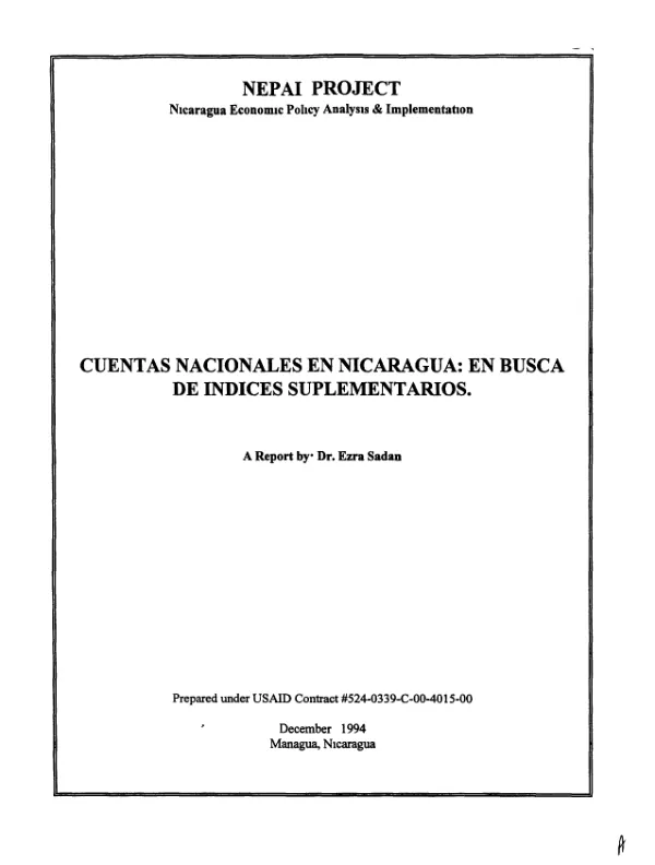 Cuentas nacionales en Nicaragua : en busca de indices suplementarios
