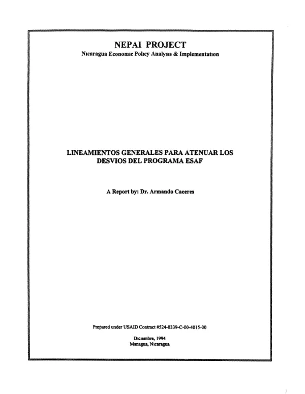 Lineamientos generales para atenuar los desvios del programa ESAF [economic structural adjustment]