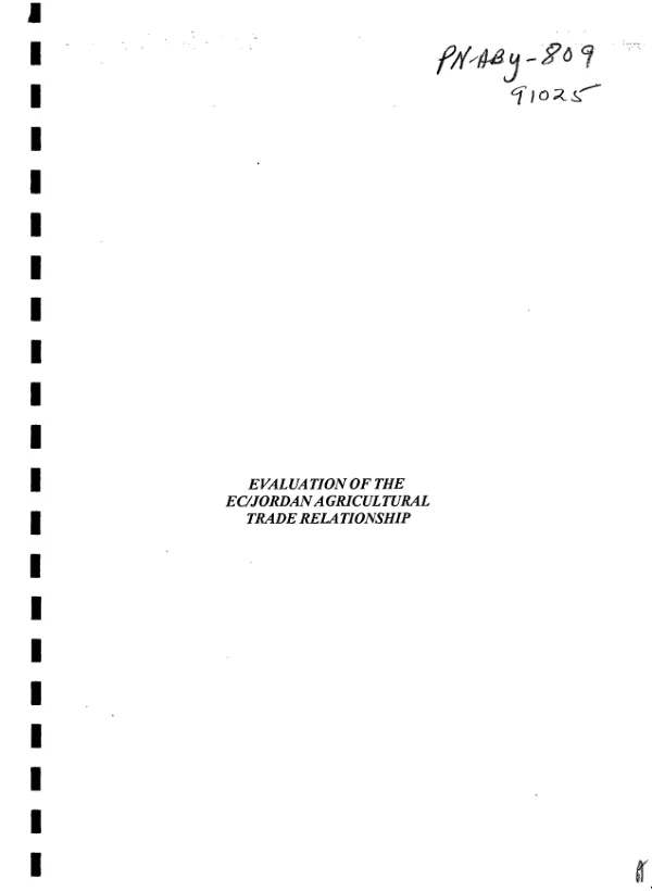 Evaluation of the EC [European Community]/Jordan agricultural trade relationship report