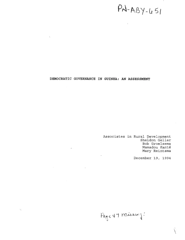 Democratic governance in Guinea : an assessment