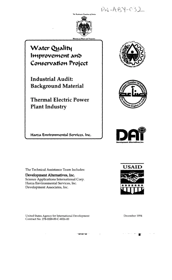 Industrial audit : background material -- thermal electric power plant industry