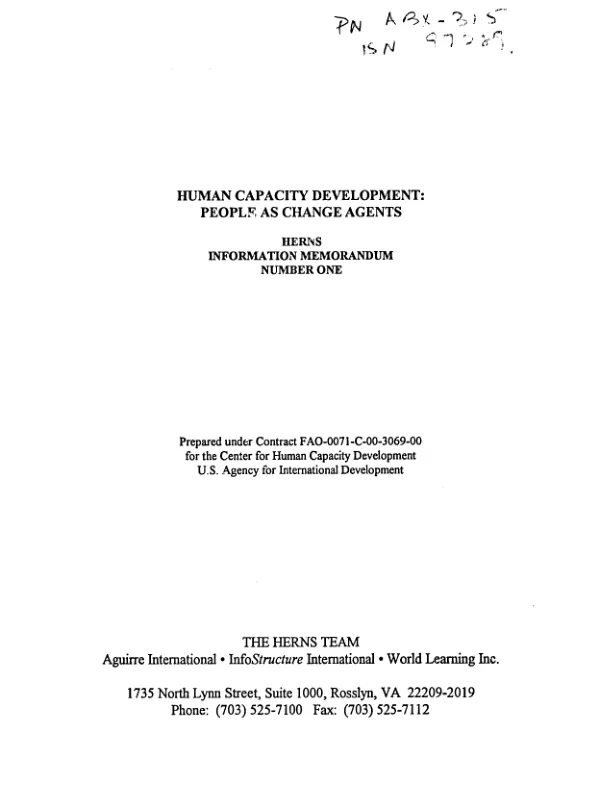 Human capacity development : people as change agents