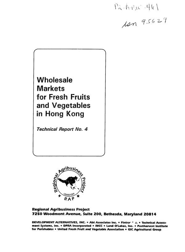 Wholesale markets for fresh fruits and vegetables in Hong Kong