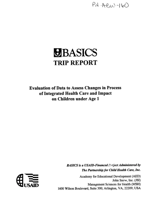 Evaluation of data to assess changes in process of integrated health care and impact on children under age 1