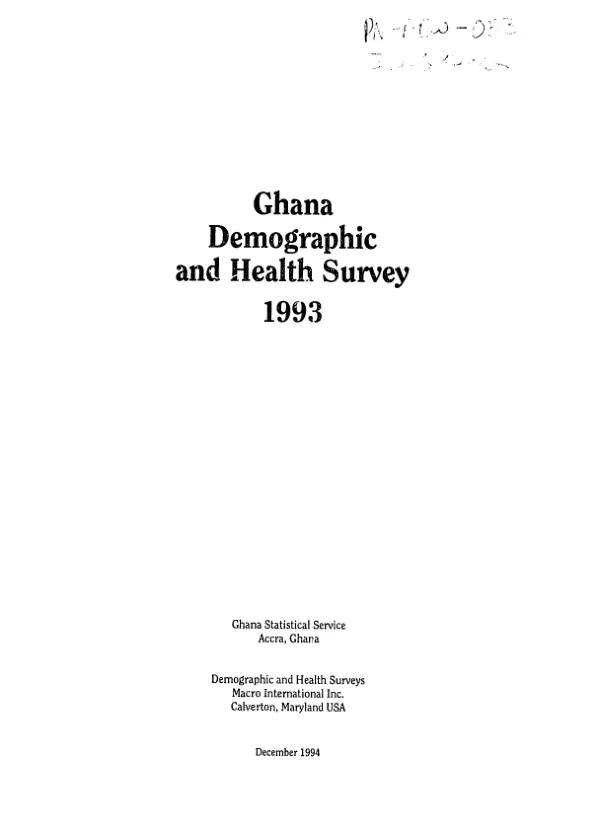 Ghana demographic and health survey 1993