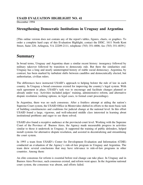 Strengthening democratic institutions in Uruguay and Argentina