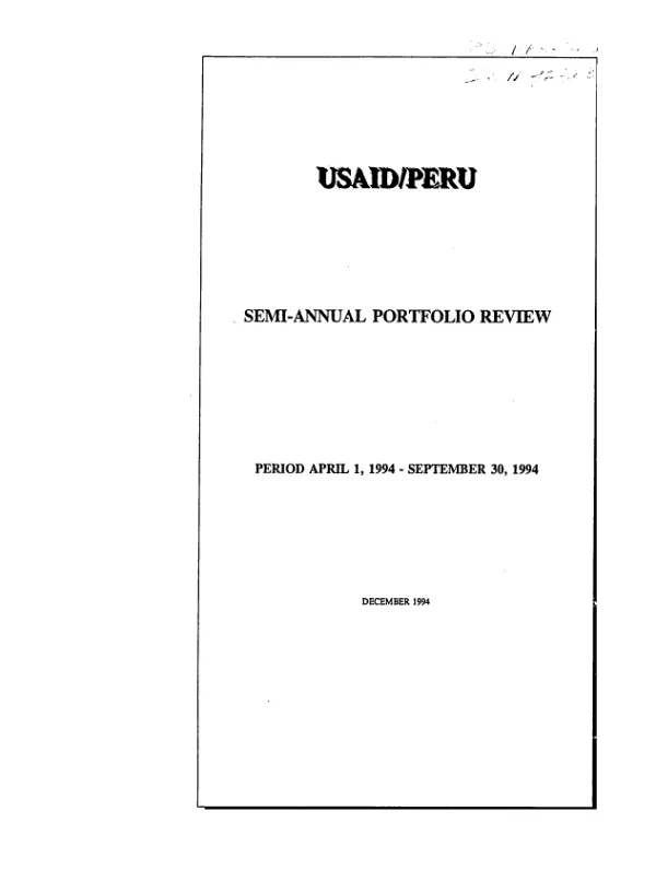 USAID/Peru : semi-annual portfolio review, period April 1, 1994-September 30, 1994 [SAR]