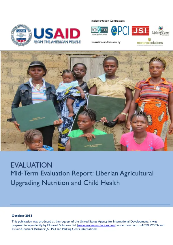 Mid-term evaluation report : Liberian agricultural upgrading nutrition and child health (LAUNCH)