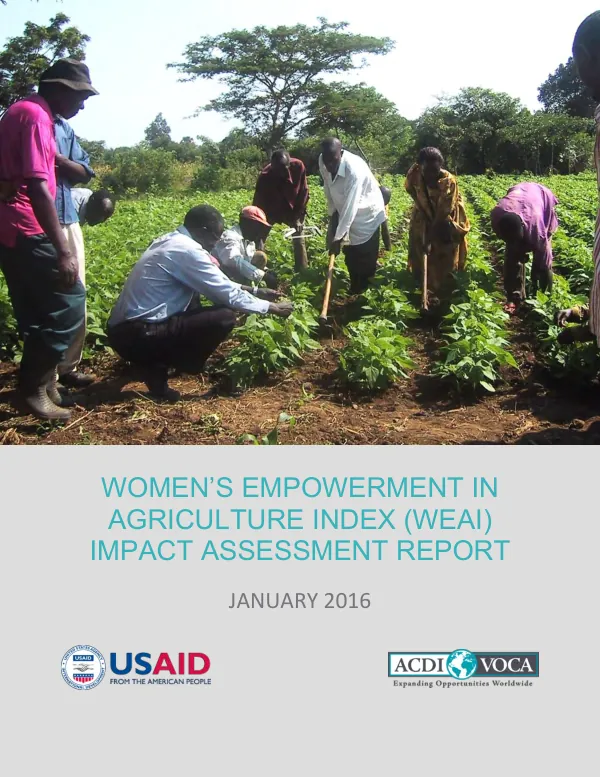 Women’s empowerment in agriculture index (WEAI) impact assessment report