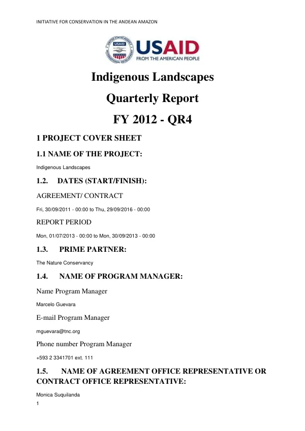 Indigenous Landscapes FY 2012 QR4