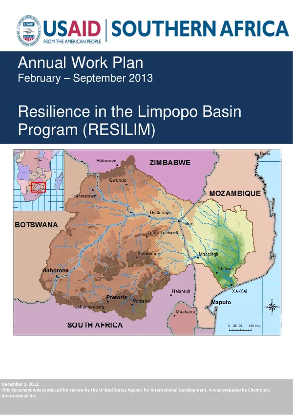 Annual Work Plan February - September 2013 Resilience in the Limpopo Basin Program (RESILIM)