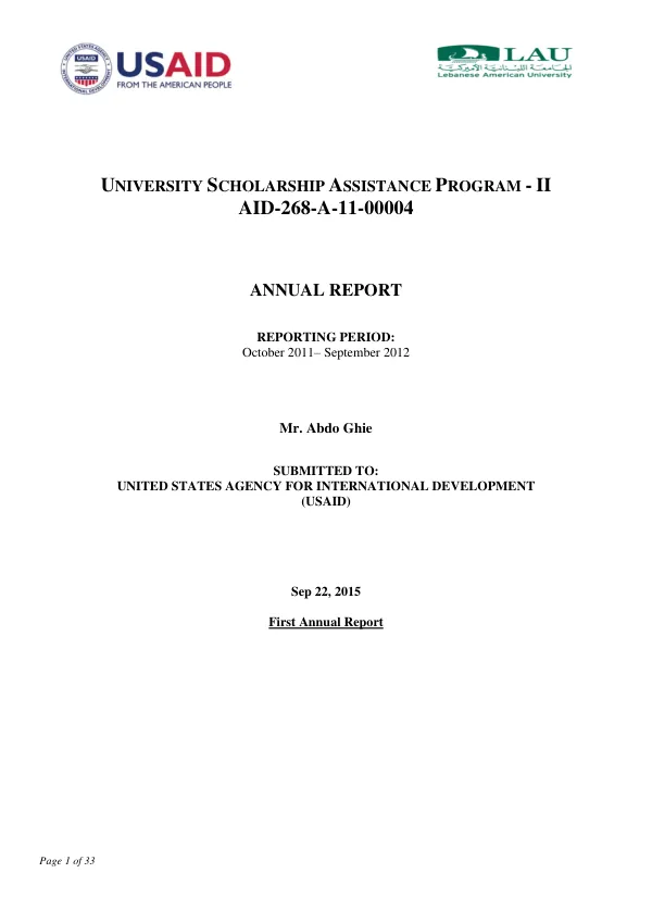 UNIVERSITY SCHOLARSHIP ASSISTANCE PROGRAM - II