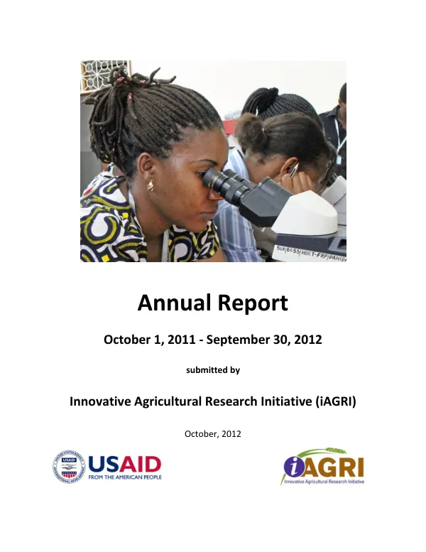 Innovative Agricultural Research Initiative Annual Report (October 1, 2011 - September 30, 2012)