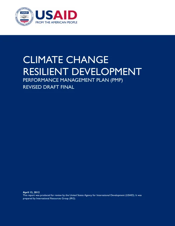 Climate Change Resilient Development Performance Management Plan (PMP)