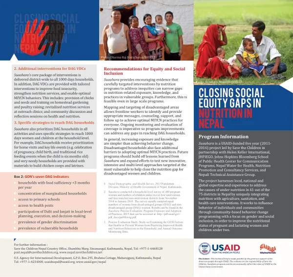 Closing Social Equity Gaps In Nutrition In Nepal