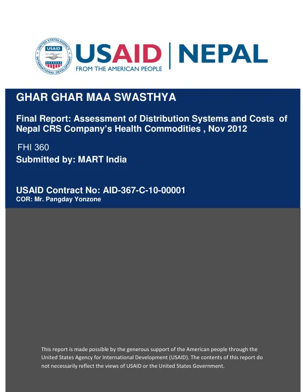 Final Report- Assessment of Distribution and Costs of Nepal CRS Compnay by MART
